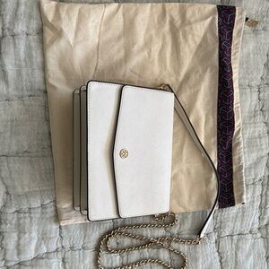 Tory Burch Cream Crossbody Bag with Gold Chain